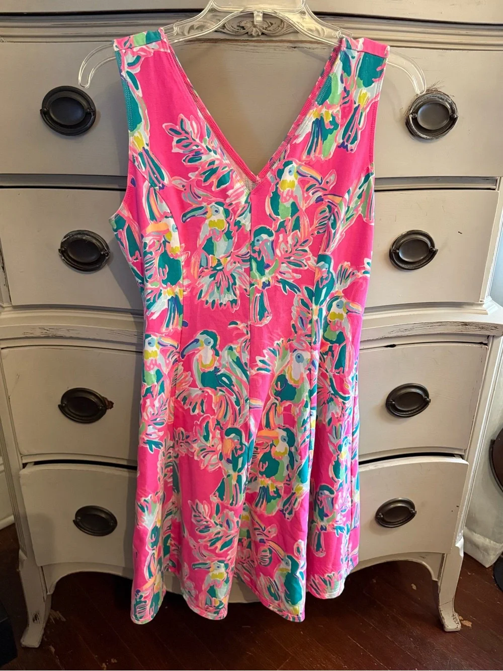 Lilly Pulitzer Dahlia Fit & Flare Dragonfruit Toucan Dress S - Picture 2 of 8
